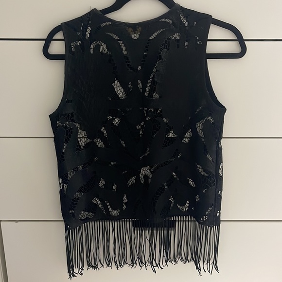 Zara Black Lace Fringe Top - Picture 2 of 3